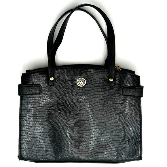 ANNE KLEIN Black Vegan Faux Leather Hand Bag Purse Crossbody Designer Crocodile‎ - Picture 1 of 12